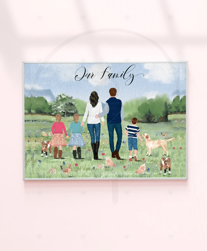 Personalized Illustration Family Wall Art