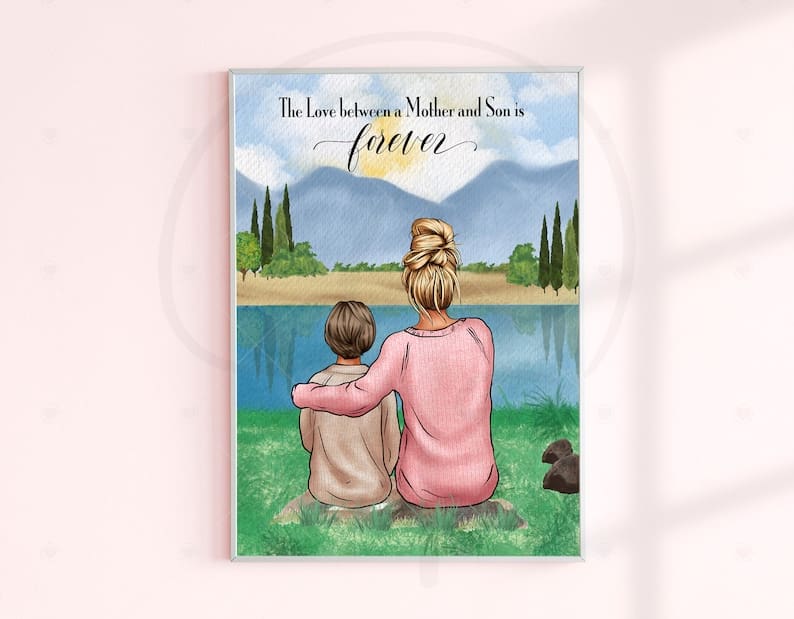 Personalized Illustration Mom and Son