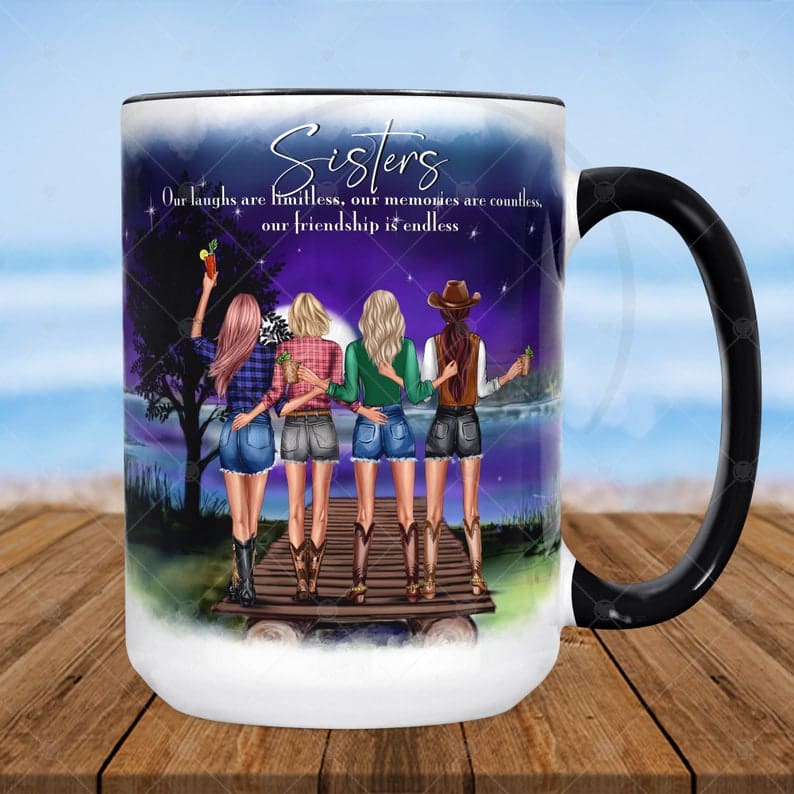 Personalized Sisters Cowgirl Sisters Ceramic Mug