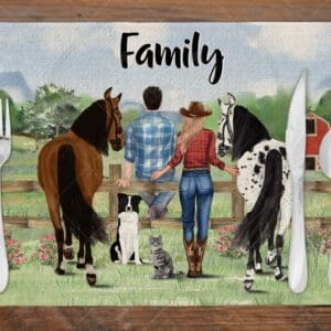 Country Girl and Guy Linen PlaceMat