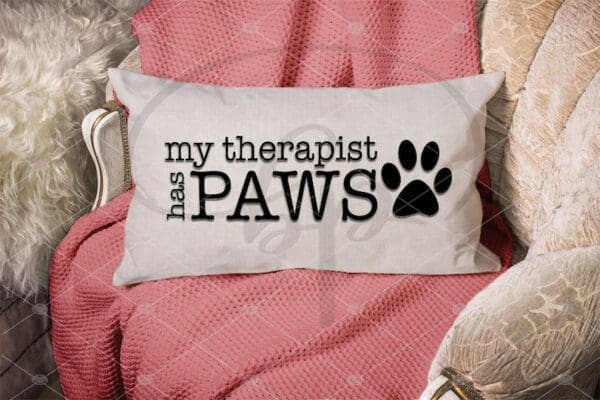 Linen Lumbar Pillow with Dog Love Quote