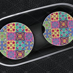 Sandstone Car Coaster Set of 2 Mexican Talavera Pattern