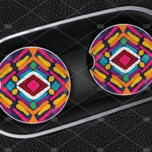 Sandstone Car Coaster Set of 2 Mexican Tribal Pattern