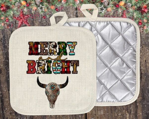 Linen Pot Holders - Bull Horn - Merry & Bright