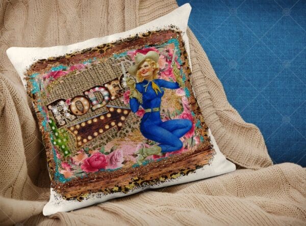 Vintage Rodeo Girlr Linen Pillow Cover