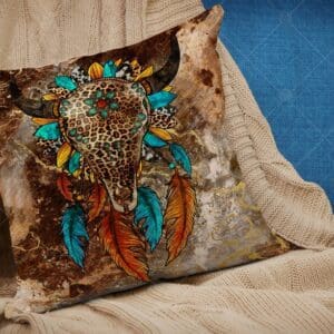 Leopard Buffalo Western Throw Pillow Cover