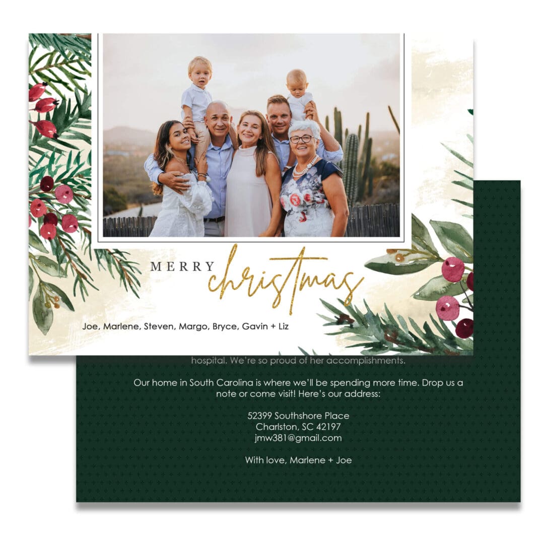 A Christmas invitation card with family picture